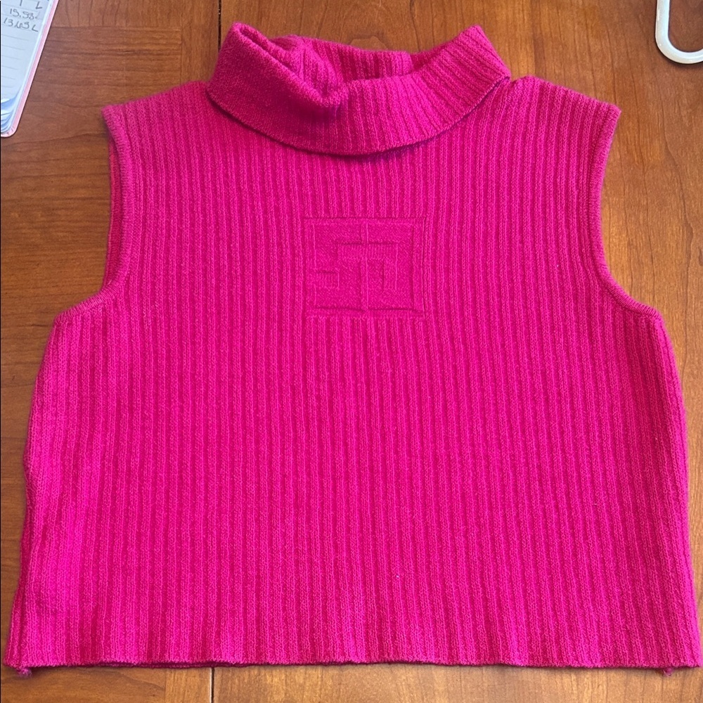 St John Sport Pink Sleeveless Turtleneck Sweater